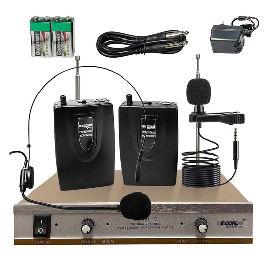 Kit Microphone Sans Fil 5Core – 1 Casque + 1 Micro Cravate + Récepteur VHF