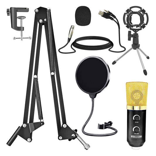 Kit Microphone Podcast 5Core – Condensateur Professionnel + Bras Articulé + Filtre Anti-Pop