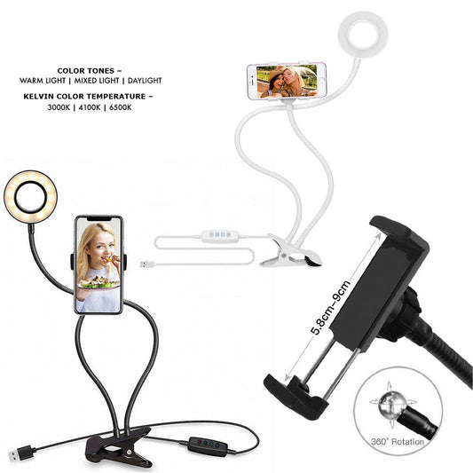 Ring Light LED 3.5" + Support Flexible – Éclairage Portable pour Créateurs de Contenu