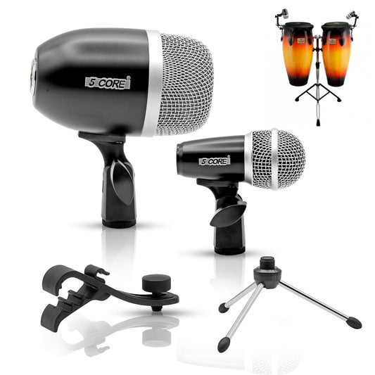 Kit Microphones Batterie 5Core – Micro Tom + Micro Caisse Claire, XLR, Dynamique