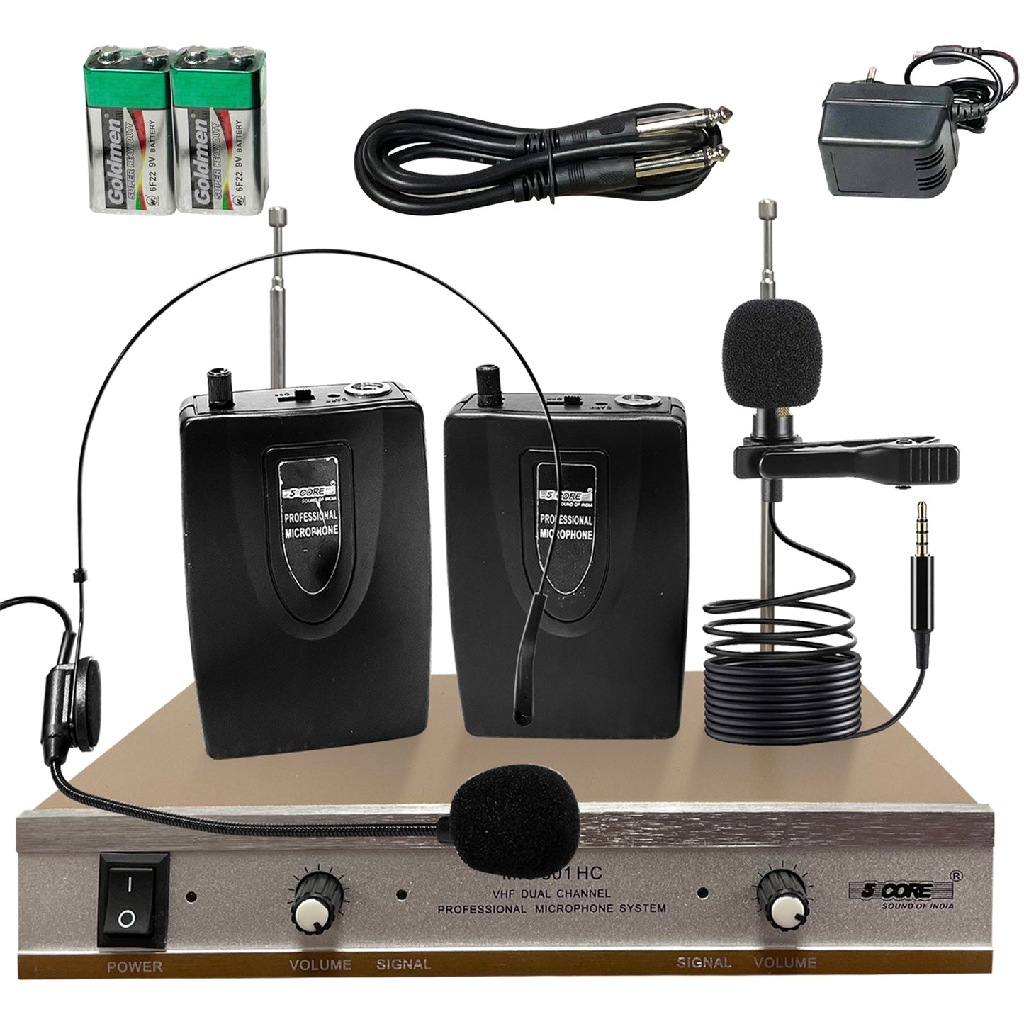 Kit Microphone Sans Fil 5Core – 1 Casque + 1 Micro Cravate + Récepteur VHF