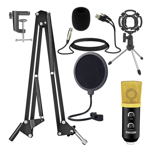 Kit Microphone Podcast 5Core – Condensateur Professionnel + Bras Articulé + Filtre Anti-Pop